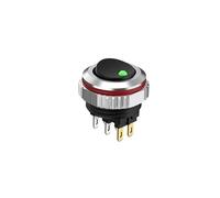 MDBJTCYZN 22MM Round Rocker Switch, high Current 16A, 2NO/2NO2NC Optional, Chrome-Plated Button or Oxidized Black Button Optional 5-24V 2 Positions(6pin G(Black Key),2NO2NC)