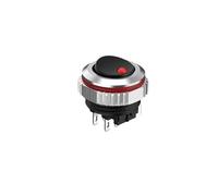 MDBJTCYZN 22MM Round Rocker Switch, high Current 16A, 2NO/2NO2NC Optional, Chrome-Plated Button or Oxidized Black Button Optional 5-24V 2 Positions(4pin R(Black Key),2NO)