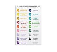 MDBJTCYZN Awareness Ribbon Colors Poster Support Wall-Art Educational Print for Hope Remembrance Clinic Hospital Waiting Room Decor (Framed,12x18inch(30x45cm))