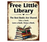MDBJTCYZN Best Books Are Shared Little Library Tin Sign 12x8 Inch