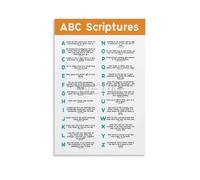 MDBJTCYZN Christian Home Decor Poster Bible Verse Alphabet Scripture Art Print from A to Z for Wall Church Family Room(Framed,08x12inch(20x30cm))
