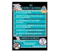 MDBJTCYZN Classroom Management Poster School Rules Expectations Guide for Middle High Teachers(Unframed,12x18inch(30x45cm))