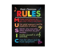 MDBJTCYZN Classroom Rules Poster for Music Class Educational Wall Decor Chart with Behavior Expectations Using the MUSIC Acronym(Unframed,08x12inch(20x30cm))