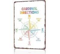 MDBJTCYZN Colorful Compass Rose Cardinal Directions Aluminum Wall Sign 8 X 12 in