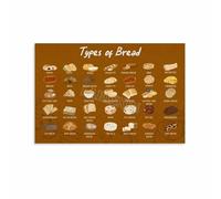 MDBJTCYZN Different Types of French Bread Chart Poster Food Art Print and More Kitchen Wall Decor Canvas Art for Home Dining Room(Unframed,12x18inch(30x45cm))
