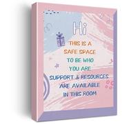 MDBJTCYZN Encouraging Wall-Art This is A Safe Space Canvas Print Inspirational Diversity Quote for Inclusive Home Office and Classroom(Unframed,16x24inch(40x60cm))