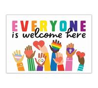 MDBJTCYZN "Everyone is Welcome Here Poster, Inclusion & Diversity Wall-Art for Classroom, Office or School, Inspirational Decor Promoting Kindness & Equality (Unframed,12x18inch(30x45cm))