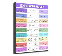 MDBJTCYZN Exponent Rules Poster Algebra Laws of Exponents Chart Math Educational Wall-Art for Middle School High Classroom Homeschool Study(Framed,08x12inch(20x30cm))