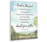 MDBJTCYZN Faith Based Wall-Art Trust in The Lord Proverbs 3 5 6 Scripture Canvas Print Inspirational Gift for Her Home Decor(Framed,12x18inch(30x45cm))