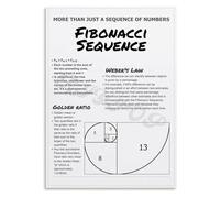 MDBJTCYZN Fibonacci Sequence Poster Golden Spiral Nature and Mathematics Art Canvas Wall-Art for Office Living Room Inspirational(Unframed,08x12inch(20x30cm))