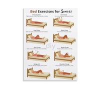 MDBJTCYZN Gentle Bed Exercises for Older Adults Low Impact Senior Workout Chart Canvas Wall-Art for Recovery Room Decor(Framed,08x12inch(20x30cm))