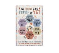 MDBJTCYZN Growth Mindset We Believe In The Power Of Yet Vertical Poster for Classroom Decor School Psychologist Office(Unframed,08x12inch(20x30cm))