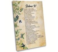 MDBJTCYZN Inspirational Scripture Wall-Art Psalm 91 Quote Canvas Print Faith Based Decor for Living Room Bedroom(Framed,16x24inch(40x60cm))