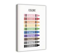 MDBJTCYZN Learning Colors in Muted Tones Canvas Poster Educational Wall-Art for Room Classroom Preschool Decor(Framed,16x24inch(40x60cm))