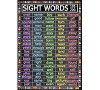 MDBJTCYZN Literacy Skills Poster Advanced Sight Words 101 200 Educational Wall-Art for Developing Readers Classroom or Bedroom Learning Decor(Framed,12x18inch(30x45cm))