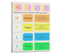 MDBJTCYZN Mental Health Self Check Poster HALT Method Hungry Angry Lonely Tired Mindfulness Office Decor School Counseling Wall-Art(Unframed,12x18inch(30x45cm))