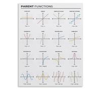 MDBJTCYZN Pre Calculus and Algebra 2 Poster Parent Functions Reference Chart for Math Classroom Wall Decor(Framed,16x24inch(40x60cm))