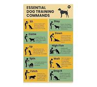 MDBJTCYZN Puppy Training Guide Poster Basic Dog Commands Chart with Hand Signals Visual Aid for First Time Pet Owners Home Wall-Art(Unframed,16x24inch(40x60cm))