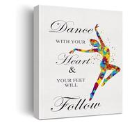 MDBJTCYZN Studio Wall-Art Dance with Your Heart Watercolor Print Motivational Quote for Home Dance Decor(Framed,12x18inch(30x45cm))