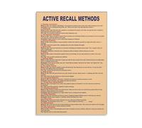 MDBJTCYZN Study Skills Poster Active Recall Methods Learning Techniques Educational Wall-Art for Study Room Student Room Home Office Aesthetic Decor(Framed,16X24inch(40X60cm))