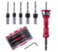 MDBTTOOLS HSS Countersink Drill Bit Set 8PCS - 82 Degree 1/4" Hex Shank Quick Change, 1/4"-3/4" Sizes with Adjustable Depth Stop, for Wood Metal Plastic Carpentry Woodworking