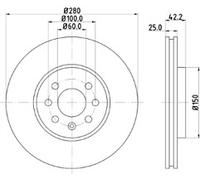 MDC1673 MINTEX BRAKE DISCS INTERNALLY VENTED ,OE QUALITY BRAKE DISCS 280 MM X2