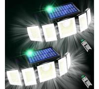 MDCMDCM Solar Lights Outdoor Waterproof Motion Sensor - 416 LEDs 3000 Lumens Super Bright 3 Brightness 3 Modes 360° Illumination 32ft Solar Flood Security Light for Outside (2, 13.7x4.3x5inch)