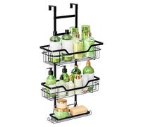 MDDK DY Shower Caddy Hanging - 3-Tier Over-Door Rustproof Shower Organiser, No-Drill Bathroom Storage Shelf for Shampoo, Soap & Toiletries, Black