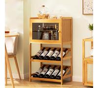 MDDKOP Liquor Cabinet Bar for Home, 3/4 Floors Liquor Cabinet With Wine Rack Storage, Sturdy and Durable Easy To Assemble for Living Room, Home Bar, Original Wood Color, 52x32x90cm
