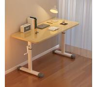 MDDKOP Manual Height Adjustable Table, Manual Standing Desk Adjustable Height, Crank Stand Up Desk, Sit Stand Desk Computer Desk, Workstation Raising Desk Desk for Bedroom, Study Room(Wood color,31.5i