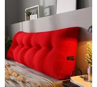 MDDKOP Triangular Headboard Pillow Full Bed Wedge Pillow for Large Bolster Pillow for Bed Wedge Pillow Headboard Daybed Pillows with Removable Cover(Red,150x20x50cm)