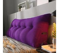 MDDKOP Triangular Headboard Pillow Full Bed Wedge Pillow for Large Bolster Pillow for Bed Wedge Pillow Headboard Daybed Pillows with Removable Cover(Purple,200x20x50cm)