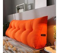 MDDKOP Triangular Headboard Pillow Full Bed Wedge Pillow for Large Bolster Pillow for Bed Wedge Pillow Headboard Daybed Pillows with Removable Cover(Orange,200x20x50cm)