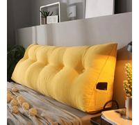 MDDKOP Triangular Headboard Pillow Full Bed Wedge Pillow for Large Bolster Pillow for Bed Wedge Pillow Headboard Daybed Pillows with Removable Cover(Yellow,150x20x50cm)