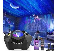 MDDT Ltd, night light projector, 3 in 1 night light. Provides multiple colours and 3 projections the Aurora, the Moon and a Starry Night. Also 10 lightingmode colours to choose from., Black