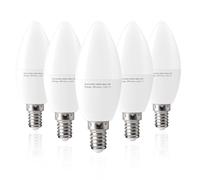 MDee E14 Candle Bulb LED, C37 SES Candle Bulbs Small Screw, 480LM 3W(Equivalent to 24-48W Halogen), E14 LED Light Bulb Cool White 6000K, Non-Dimmable, Energy Saving Bulbs for Lamps, 5 Pack