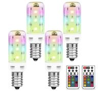 MDee E14 LED Light Bulb Colour Changing with Remote, 2.5W SES Small Edison Screw Bulb, Dimmable RGB + 6000K Cool White, Memory Function, Slim Design for Bedroom Chandelier Wall Lamps, 4 Pack