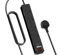 MDee Extension Lead with USB Ports(2 USB-A Slots & 2 USB-C Slots), 3250W 4 Way Extension Lead with Extension Cable 2M, Power Strip with Circuit Breaker, Desk&Wall Mount Socket, for Home Office Travel