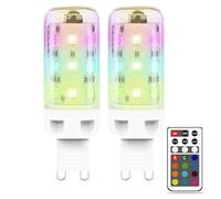 MDee G9 LED Bulbs Colour Changing Light Bulb with Remote Control, 2.5W Dimmable RGB Light Bulb, G9 LED Bulbs Cool White 6000K + 12 Color, Ideal for Home Mood Lighting, Bar, Party Decoration, 2 Pack