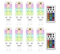 MDee G9 LED Bulbs Colour Changing Light Bulb with Remote Control, 2.5W Dimmable RGB Light Bulb, G9 LED Bulbs Cool White 6000K + 12 Color, Ideal for Home Mood Lighting, Bar, Party Decoration, 8 Pack
