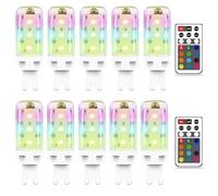 MDee G9 LED Bulbs Colour Changing Light Bulb with Remote Control, 2.5W Dimmable RGB Light Bulb, G9 LED Bulbs Cool White 6000K + 12 Color, Ideal for Home Mood Lighting, Bar, Party Decoration, 10 Pack