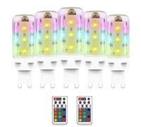 MDee G9 LED Bulbs Colour Changing Light Bulb with Remote Control, 2.5W RGB Light Bulb, G9 Dimmable LED Bulbs Warm White 3000K + 12 Color, Ideal for Home Mood Lighting, Bar, Party Decoration, 5 Pack