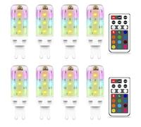 MDee G9 LED Bulbs Colour Changing Light Bulb with Remote Control, 2.5W RGB Light Bulb, G9 Dimmable LED Bulbs Warm White 3000K + 12 Color, Ideal for Home Mood Lighting, Bar, Party Decoration, 8 Pack