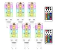 MDee G9 LED Bulbs Colour Changing Light Bulb with Remote Control, 2.5W RGB Light Bulb, G9 Dimmable LED Bulbs Warm White 3000K + 12 Color, Ideal for Home Mood Lighting, Bar, Party Decoration, 6 Pack