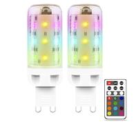 MDee G9 LED Bulbs Colour Changing Light Bulb with Remote Control, 2.5W RGB Light Bulb, G9 Dimmable LED Bulbs Warm White 3000K + 12 Color, Ideal for Home Mood Lighting, Bar, Party Decoration, 2 Pack