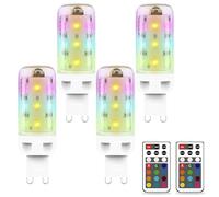 MDee G9 LED Bulbs Colour Changing Light Bulb with Remote Control, 2.5W RGB Light Bulb, G9 Dimmable LED Bulbs Warm White 3000K + 12 Color, Ideal for Home Mood Lighting, Bar, Party Decoration, 4 Pack