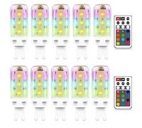 MDee G9 LED Bulbs Colour Changing Light Bulb with Remote Control, 2.5W RGB Light Bulb, G9 Dimmable LED Bulbs Warm White 3000K + 12 Color, Ideal for Home Mood Lighting, Bar, Party Decoration, 10 Pack