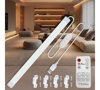 MDee Under Cabinet LED Strip Lights 5V, 8W COB LED Strips 3000K Warm White, USB Strip Light with Remote, Dimmable, 800LM, Flexible, Ideal for TV, Cupboard, Wardrobe, Kitchen, Shelf, Closet, 1.5M