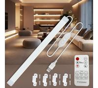 MDee Under Cabinet LED Strip Lights 5V, 8W COB LED Strips 4000K Neutral White, USB Strip Light with Remote, Dimmable, 800LM, Flexible, Ideal for TV, Cupboard, Wardrobe, Kitchen, Shelf, Closet, 1.5M