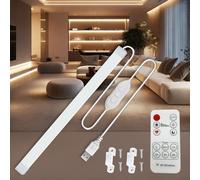 MDee Under Cabinet LED Strip Lights 5V, 8W COB LED Strips 4000K Neutral White, USB Strip Light with Remote, Dimmable, 800LM, Flexible, Ideal for TV, Cupboard, Wardrobe, Kitchen, Shelf, Closet, 0.4M